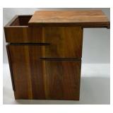Mid Century Modern Wood Nightstands Pair Floating Drawer Cabinet End Tables