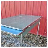 Vintage Metal Top Table Industrial Utility Work Table Steel Frame
