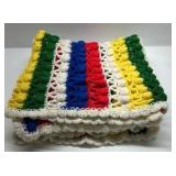 Handmade Crochet Afghan Blanket Multicolor Striped Knit Throw