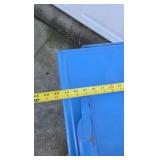 Vintage Blue Wood Side Table Washstand Drawer Shelf Floral Back Splash