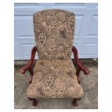 Traditional Upholstered Accent Chair Paisley Fabric Wood Frame Armchair