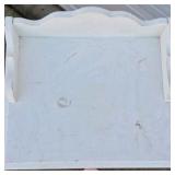 Vintage White Wood Nightstand End Table Scalloped Trim Drawer Shelf