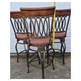 Metal Bar Stools Swivel Chairs Upholstered Seats Decorative Back Set