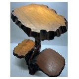 Vintage Hand Carved Wood Plant Stand Tiered Carved Edge Root Base Display Table