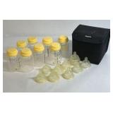 Medela Breast Milk Storage Bottles with Lids & Silicone Nipples Lot