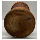 Vintage Hand Carved Wood Vase Floral Pattern Decorative Piece