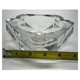 Vintage Cut Crystal Glass Ashtray Faceted Heavy Geometric Design