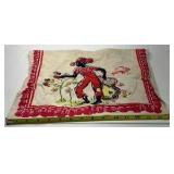Vintage Black Americana Kitchen Towel Folk Art Red Figure Cotton Cloth