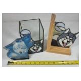 Stained Glass Wolf Art Panel Lot of Decor Suncatcher Frame