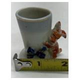 Vintage Ceramic Dog Toothpick Holder Figural Puppy Floral Small Tabletop Holder