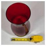 Red Metal Lantern Clear Glass Hurricane Lamp Red Glass Vase Decor Pair