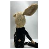 1940s Vintage Rabbit Bottle Cover Doll Cloth Figural Topper Long Ears Suit