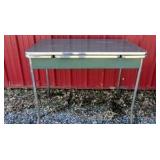 Vintage Metal Top Table Industrial Utility Work Table Steel Frame