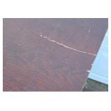 Wood Console Table with Woven Rush Seat Stools Nesting Side Table Set