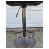 Modern Black Vinyl Swivel Bar Stool Tufted Back Adjustable Height Pedestal Base