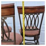 Metal Bar Stools Swivel Chairs Upholstered Seats Decorative Back Set