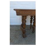 Antique Oak Dining Table Claw Foot Carved Legs Beveled Edge Extension Leaves Early American