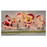 Mixed Christmas Holiday Decor Lot Spongebob Lights Santa Lanterns Train Tin Vintage Assortment