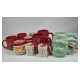 Christmas Holiday Mug Assortment Rae Dunn Jolly Holly Santa Face Red Green Ceramic Cups