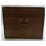 Wooden Storage Chest Box with Hinged Lid Metal Hardware Decorative Trunk