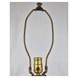 Vintage Amber Glass Table Lamp Embossed Pattern Black Base Mid Century Style