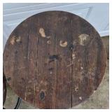 Vintage Industrial Adjustable Stool Cast Iron Base Wood Seat Drafting Stool