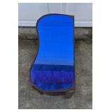 Vintage Art Deco Style Side Table Blue Mirror Glass Top Two Tier Wood