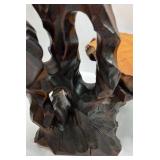 Vintage Hand Carved Wood Plant Stand Tiered Carved Edge Root Base Display Table