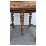 Antique Oak Dining Table Claw Foot Carved Legs Beveled Edge Extension Leaves Early American