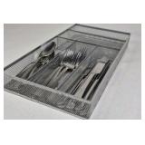 Lot of Stainless Steel Flatware Utensils Forks Spoons Knives Drawer Organizer
