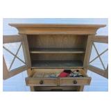 Vintage Wood Hutch Cabinet Desk Drop Front Secretary Drawer Storage