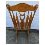Vintage Wood Rocking Chair Heart Back Spindle Rocker Armchair