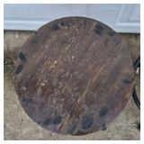 Vintage Industrial Adjustable Stool Cast Iron Base Wood Seat Drafting Stool