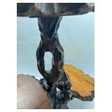 Vintage Hand Carved Wood Plant Stand Tiered Carved Edge Root Base Display Table