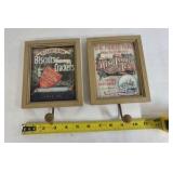 Vintage Kitchen Wall Decor Lot of 4 Tin Wall Pocket Hooks Thermometer Plaques