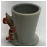 Vintage Ceramic Dog Toothpick Holder Figural Puppy Floral Small Tabletop Holder