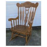 Vintage Wood Rocking Chair Heart Back Spindle Rocker Armchair