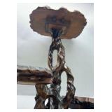 Vintage Hand Carved Wood Plant Stand Tiered Carved Edge Root Base Display Table