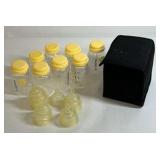 Medela Breast Milk Storage Bottles with Lids & Silicone Nipples Lot