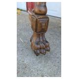 Antique Oak Dining Table Claw Foot Carved Legs Beveled Edge Extension Leaves Early American