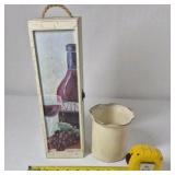 Pier 1 Imports Ceramic Pitcher Italy Cream Glaze Jug Decorative Wine Bottle Wood Box Cabinet