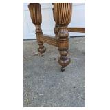 Antique Oak Dining Table Claw Foot Carved Legs Beveled Edge Extension Leaves Early American