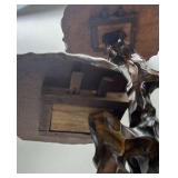 Vintage Hand Carved Wood Plant Stand Tiered Carved Edge Root Base Display Table