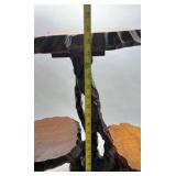 Vintage Hand Carved Wood Plant Stand Tiered Carved Edge Root Base Display Table