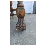 Antique Oak Dining Table Claw Foot Carved Legs Beveled Edge Extension Leaves Early American