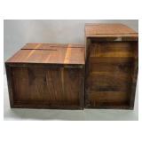 Mid Century Modern Wood Nightstands Pair Floating Drawer Cabinet End Tables