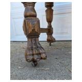 Antique Oak Dining Table Claw Foot Carved Legs Beveled Edge Extension Leaves Early American