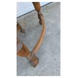 Antique Oak Dining Table Claw Foot Carved Legs Beveled Edge Extension Leaves Early American