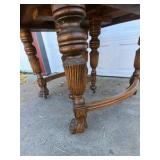 Antique Oak Dining Table Claw Foot Carved Legs Beveled Edge Extension Leaves Early American