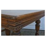Antique Oak Dining Table Claw Foot Carved Legs Beveled Edge Extension Leaves Early American